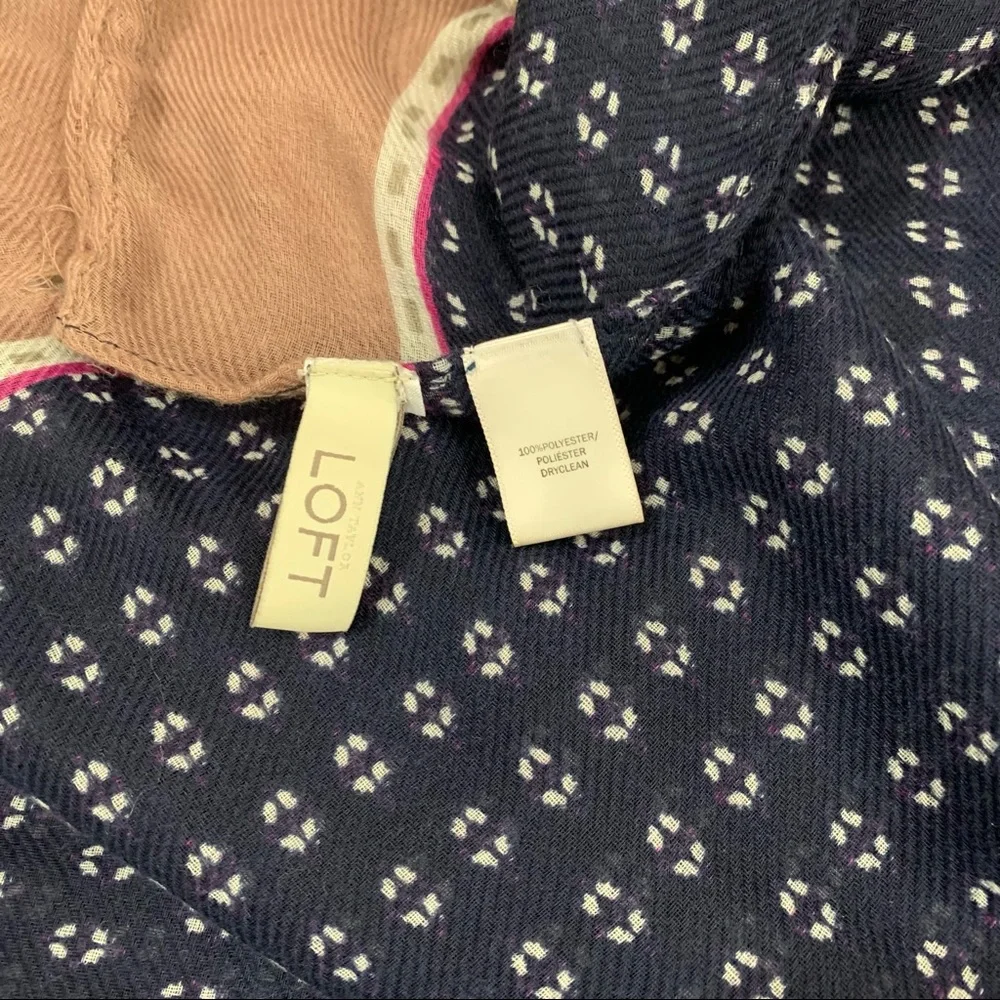 LOFT navy and rose printed infinity scarf